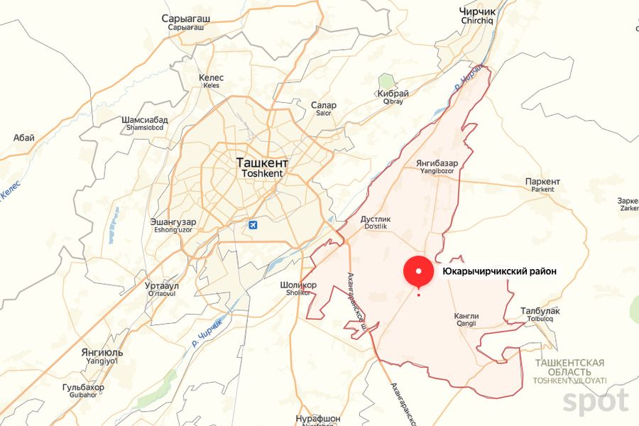 Карта ташкентской области по районам